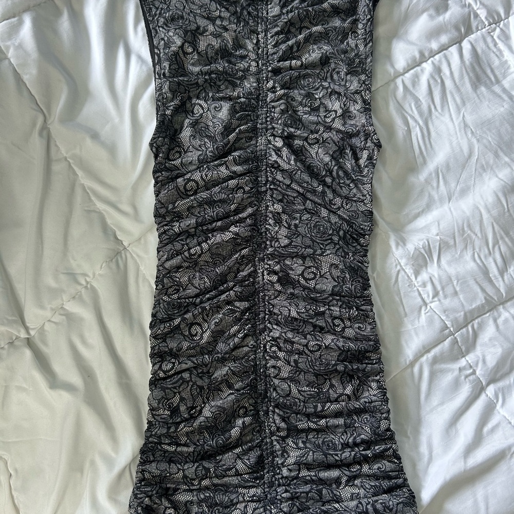 Forever 21 Black and White Pleated Bodycon Mini Dress